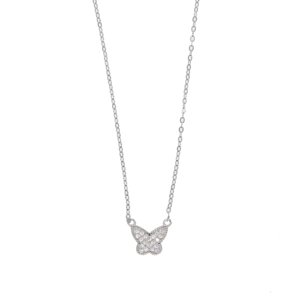 3 Colors Real 925 Sterling Silver Simple Style Cute Butterfly Pendant Necklace Dainty Jewelry For Women Wedding Gift 2021 New | Украшения и