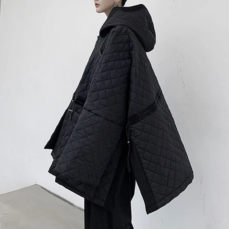 XITAO Argyle, повседневные женские парки с завязками на талии,, Зимняя мода, стиль, свободные парки с капюшоном и воротником, пальто, DMY1321