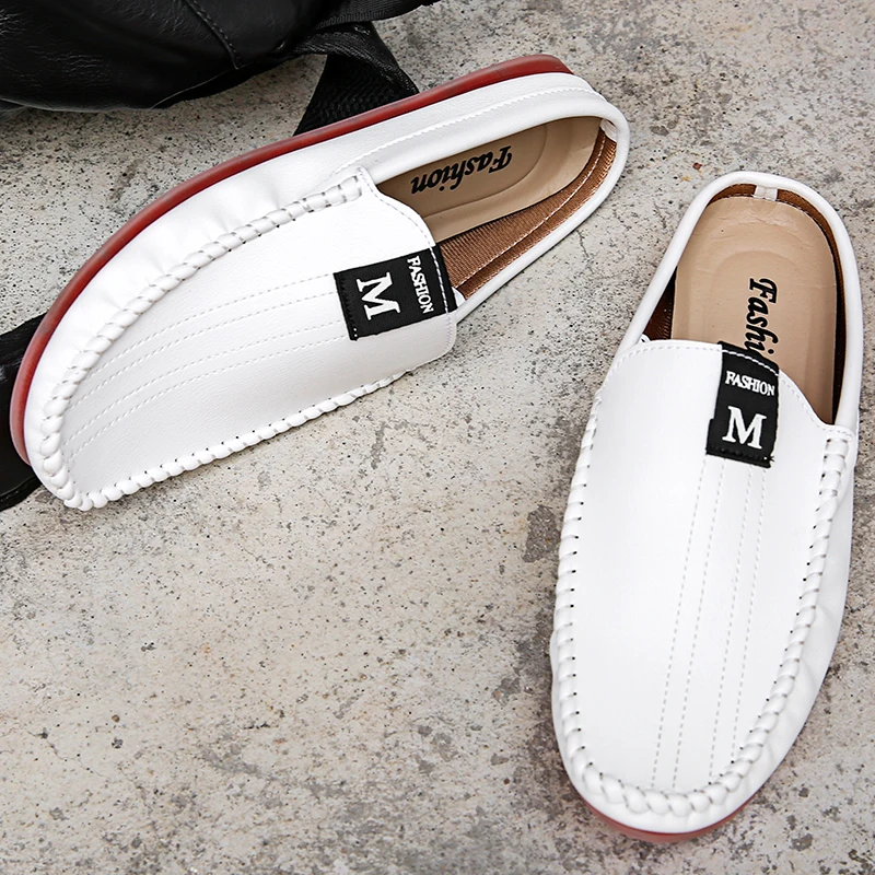 

Summer Men Half slippers Comfortable Flats Shoes For Mens Cheap Slip-on Walking Shoes Men Fashion Half Drag Young Casual Shoe
