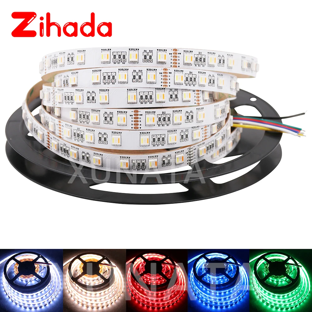 cheap RGB CCT LED Strip 5050 LED Light Lamp Waterproof 30LEDs m 60LEDs m 96LEDs m Flexible Tape 5 In 1 LED Light DC12V DC24V 5m lot