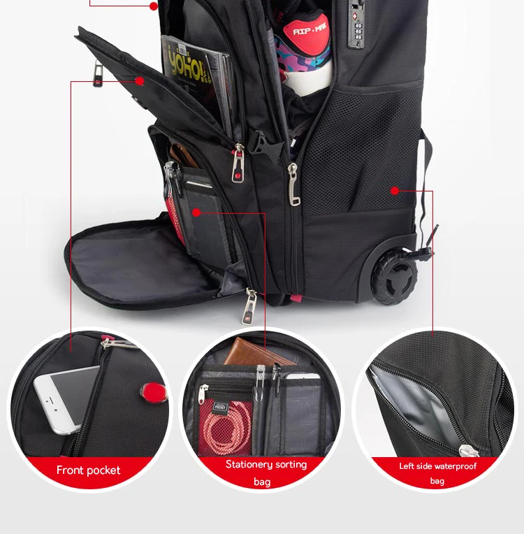 Швейцарский бренд, дорожная сумка на колесиках с паролем, вместительный чемодан, переносная многофункциональная сумка для компьютера, мужская сумка на колесиках