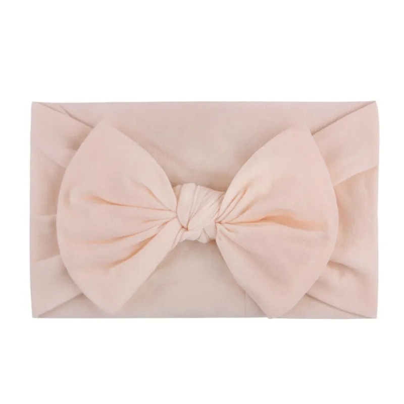 light pink Новинка; детская нейлоновая повязка на голову; Мягкая повязка для волос с кроликом и чалма с бантиком для девочек; эластичная повязка на голову; модные аксессуары для волос - Цвет: light pink