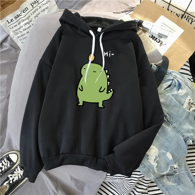 Monster black thin Зимний пуловер, женский свитер, Kawaii Poleron Mujer,, с карманами, с капюшоном, корейский уличный сверхразмерный, Harajuku, худи - Цвет: Monster black thin