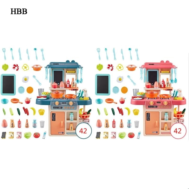  42Pcs/Set Simulation Kitchen Toy Spray Water Dinnerware Children's Toys Cooking Table Set - 4000112554462
