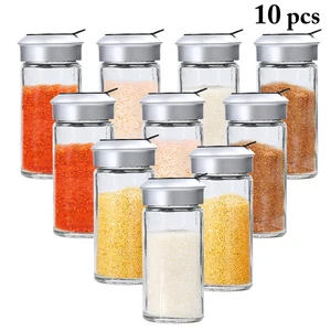 Transparent Glass Kitchen Gadgets Spice Pepper Shaker Spice Jar Rotating Cover Seasoning Can Salt Sugar Bottle