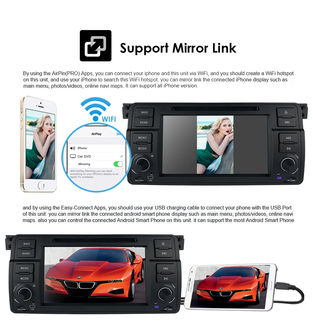  Car Multimedia player Android 9.0 GPS Autoradio 1 Din Stereo System For BMW/E46/M3/Rover/3 Series R