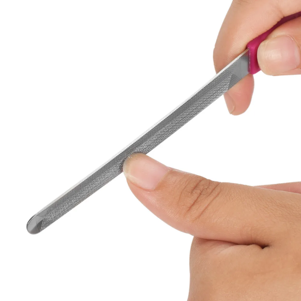 2 Sides Stainless Steel Nail File Dead Skin Cuticle Remove Scrub Grinding Buffer Stick Manicure Nail 4