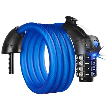 

1.5M Led Light Anti Theft Bike Lock Steel Wire Safe Bicycle Cable Lock Mtb Mountain Road Bicycle,Blue