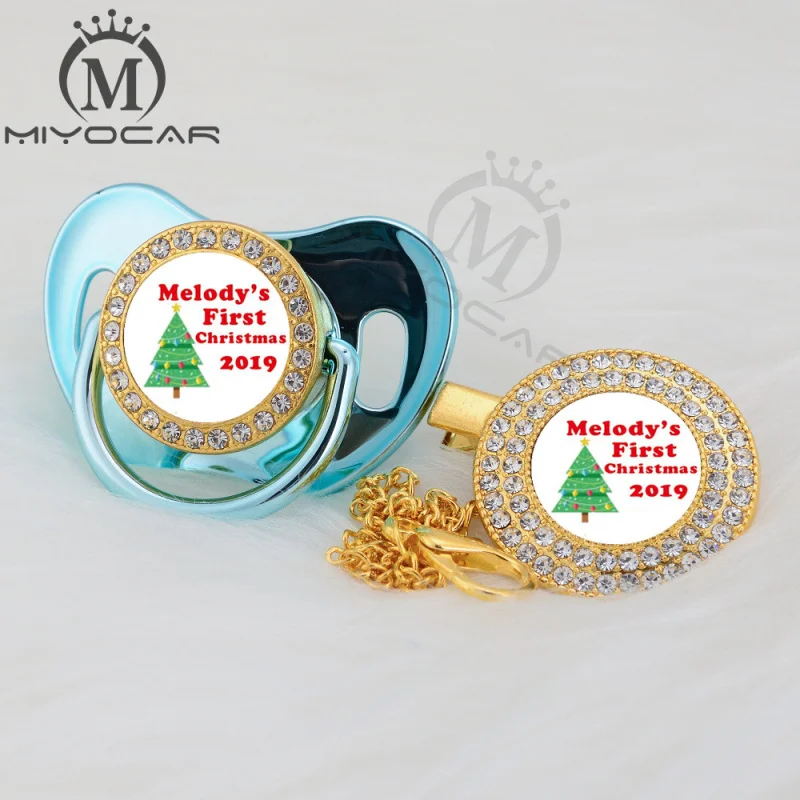 MIYOCAR на заказ любой тест Рождество Золото bling соска и соска клип черный BPA бесплатно пустышка bling уникальный дизайн P-AMS - Цвет: p10-XMAS 0-6m