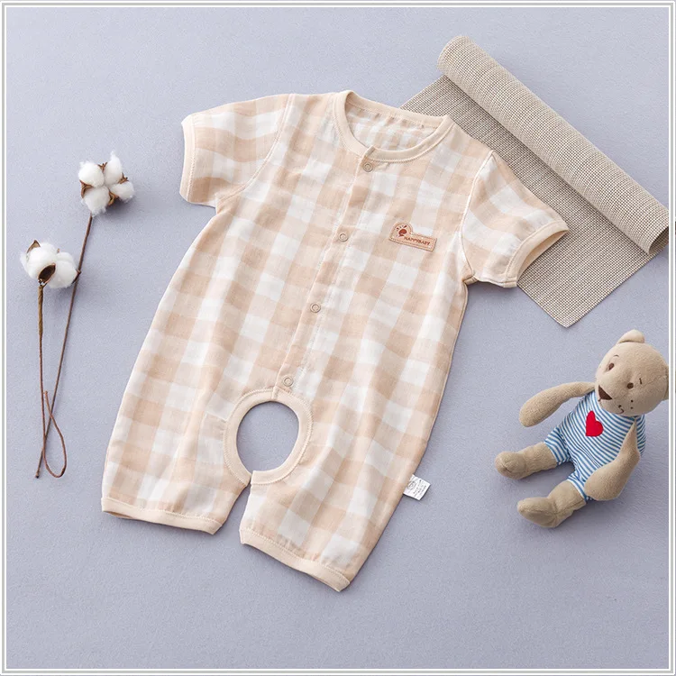 

Summer New Style Baby Clothes Colored Cotton Boxer Romper Gauze Open File Crawling Clothes One Piece Onesie