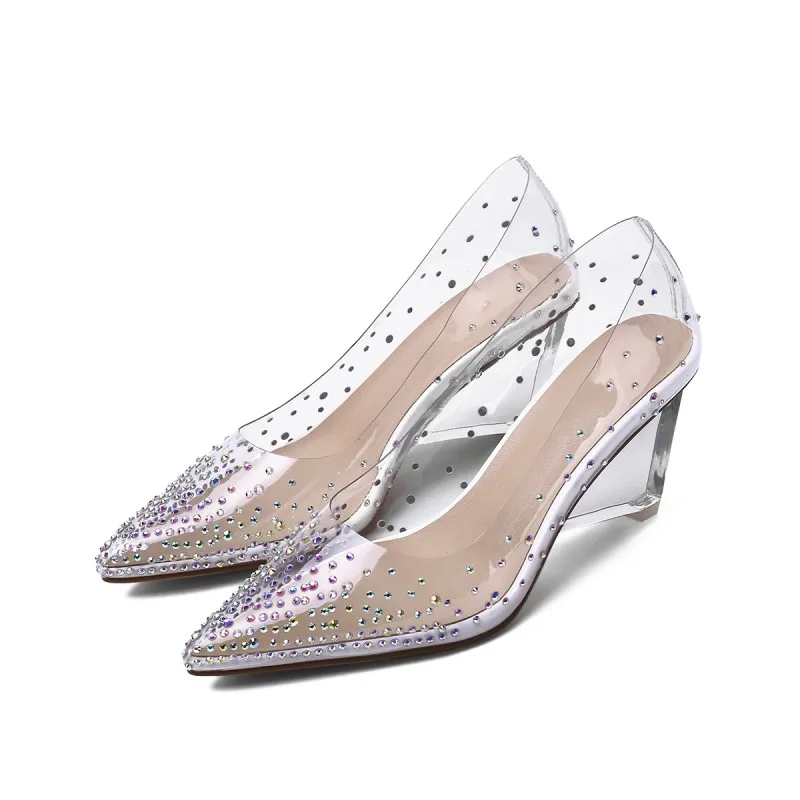 

New Fashion Women Pumps High Heel Pointed Toe Transparent Women Pumps