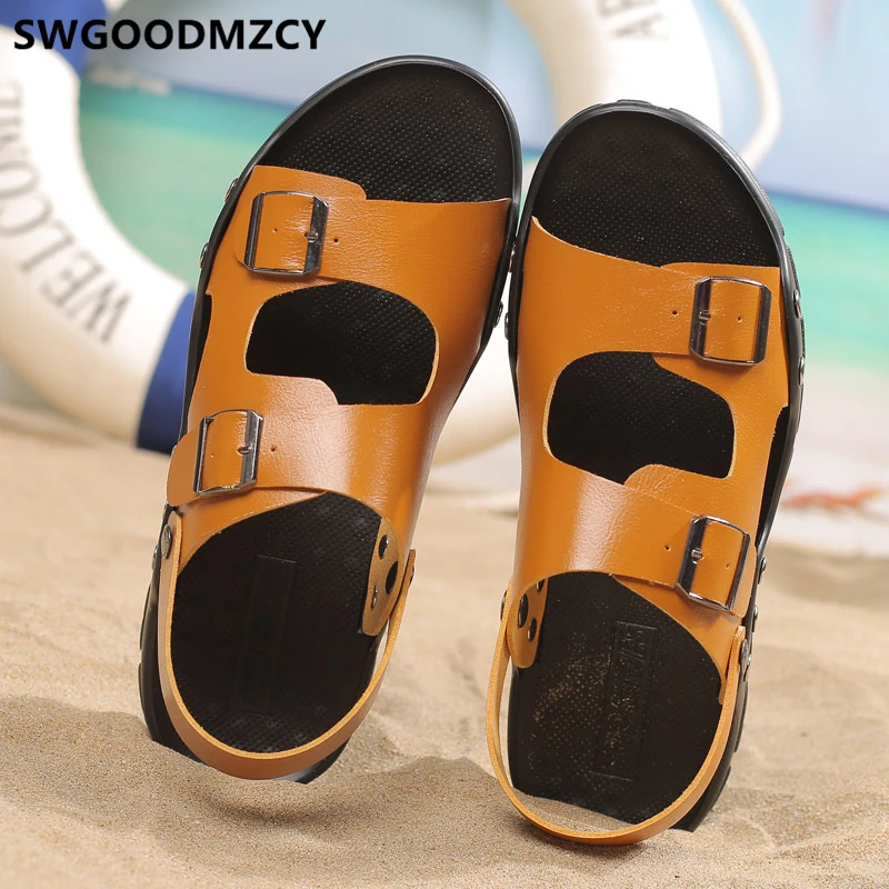 Мужские сандалии из натуральной кожи; Мужская открытая обувь; Летняя обувь; пляжные сандалии; уличная Дизайнерская обувь; мужские сандалии; sandalias masculinas em couro