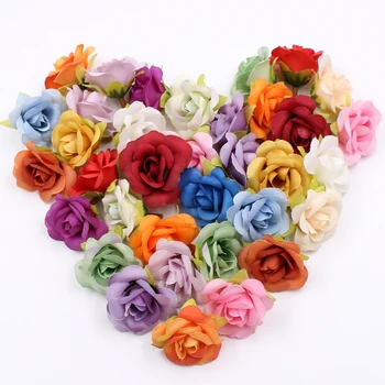

10pcs/lot 4CM Rose Artificial Flower Head Wedding Home Decoration DIY Garland Scrapbook Bride Mariage Craft Silk Fake Flower