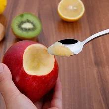 Длинная ручка из нержавеющей стали, ложки для выкапывания фруктов, зубчатая ложка, Детская добавка, десертные ложки для помешивания