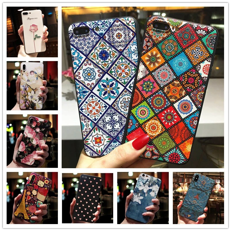 3D Embossed Floral Phone Case - Artistic Relief Design Cover