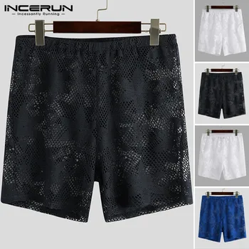 

INCERUN Fashion Men Mesh Boxers Elastic Waist Underwear Breathable Soft Shorts Solid Color Sexy Men Casual Shorts Homewear S-5XL