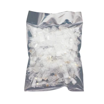 

100pcs Modular Cable Ethernet Accessories Clear Plug PC Head Gold Shielded Network Connector