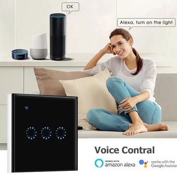 

Wifi Touch Switch US 1/2/3 Gang Samrt Switch Panel Wireless Intelligence Timing&Remote Control APP Work with Alexa Google Home