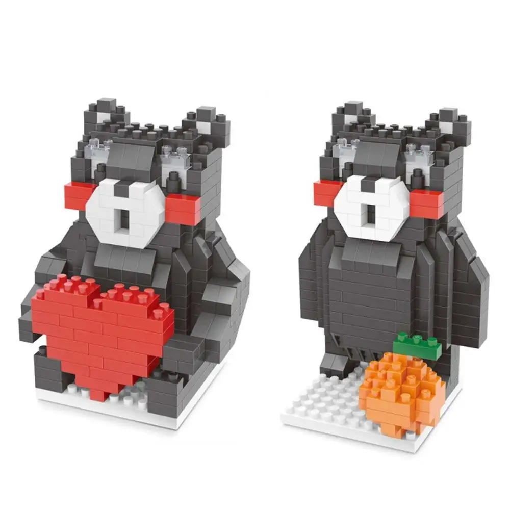

hot LegoINGlys creators Kumamoto Ken's mascot Kumamon orange heart black bear nano micro diamond building block model brick toys