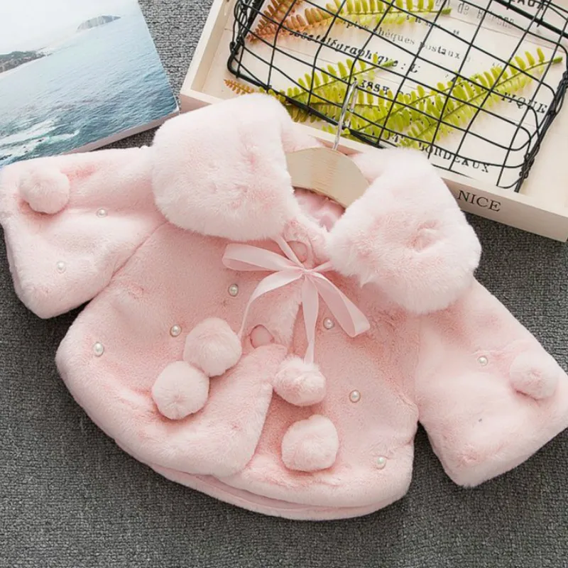 

Toddler Girl Winter Clothes 2019 New Female Baby Plush Warm Jacket Thick Imitation Rabbit Fur Cape Infant Heavyweight Jacket