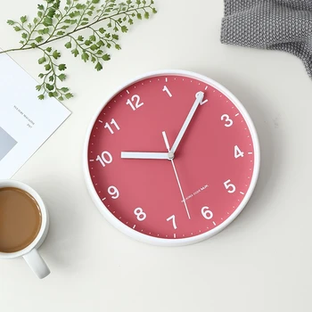 

Simple Wall Clock Modern Design Round Wall Rustic Mountable Quartz Clock Red Kitchen Home Reloj Cocina Room Decoration EE50