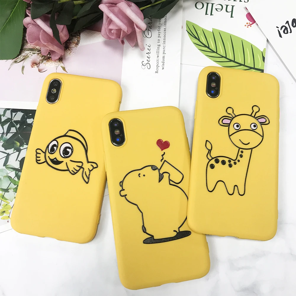 

cicibers Cute Animal Cat Deer Soft Silicone TPU Phone Case for iphone 7 8 6 S Plus Cover for iphone X XR XS MAX Fundas Coque