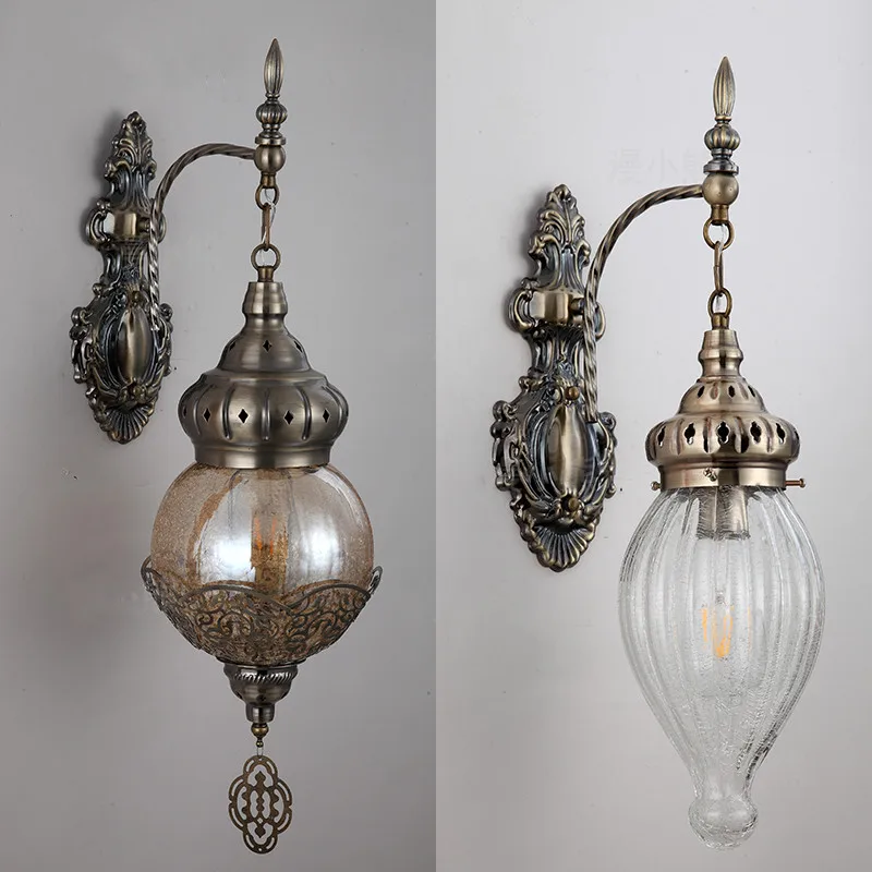 Настенный светильник в стиле ретро настенный из закаленного стекла со льдом для