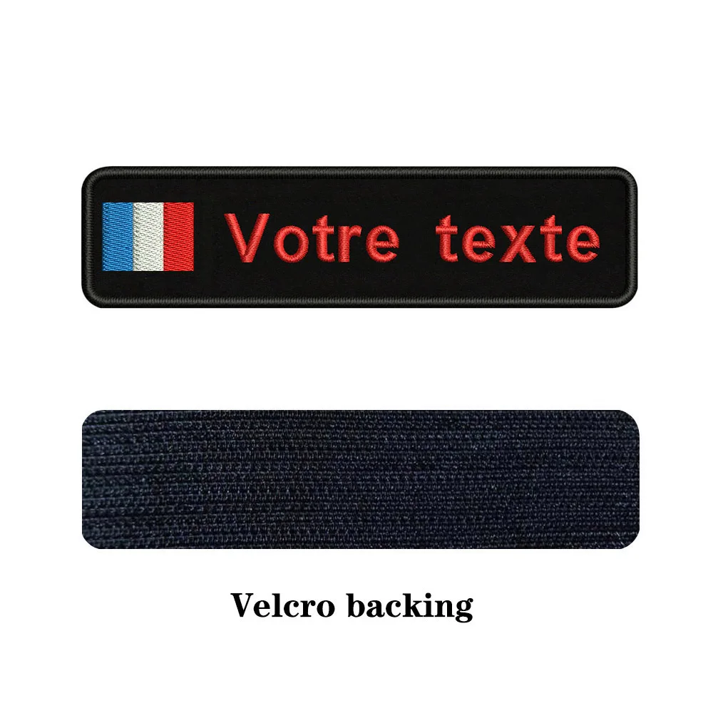 Таможня Вышивка Флаг Франции имя или заплатка с текстом 10 см* 2,5 см значок Утюг на или липучке Подложка для одежды брюки рюкзак шляпа