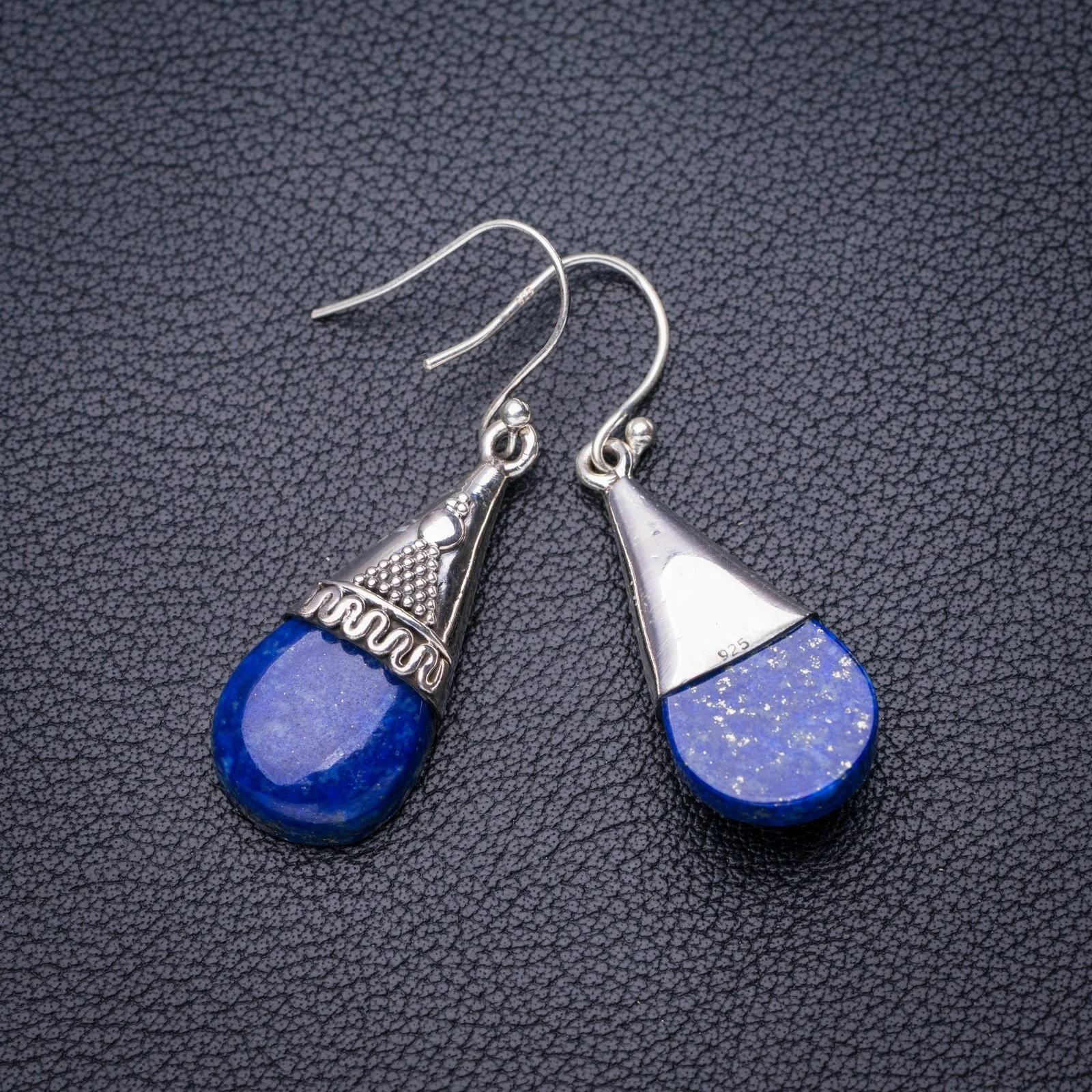 

StarGems Natural Lapiz Lazuli Handmade 925 Sterling Silver Earrings 1.75" E5346