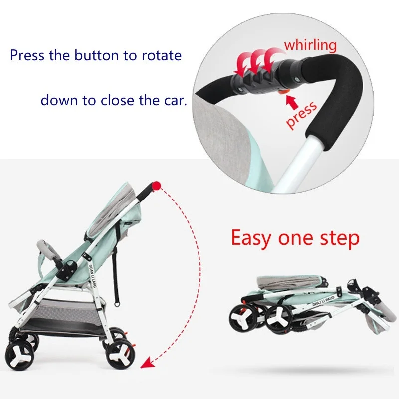 5.5 KG Multifunctional Mini Lightweight Folding Baby Stroller ,Four Wheels Stroller, (NO TAX )(Shipping From EU or CN  )
