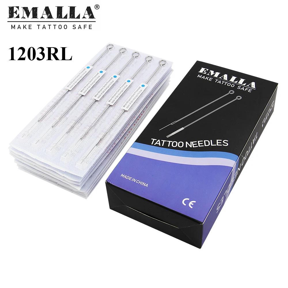Emalla Aiguilles De Tatouage Professionnelles, 50 Pièces, 0.35mm, Taille 3rl, Jetables