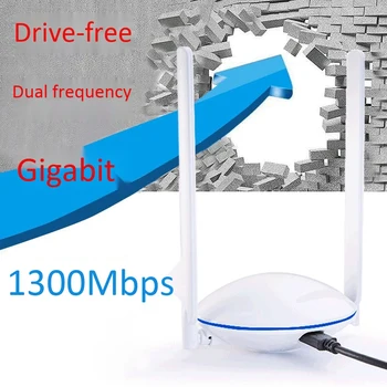 

USB3.0 Network Card 1300Mbps WiFi Adapter Receiver 2.4G+5G Dual Band for Windows XP/Vista/7/8/10