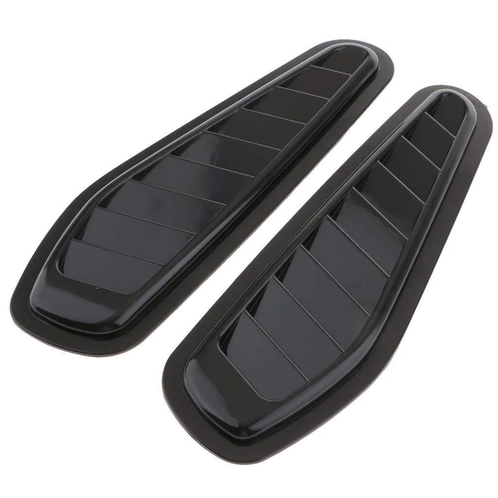 2Pcs Air Flow Intake Scoop Turbo Bonnet Hood Vent Grille Cover Fashion Black