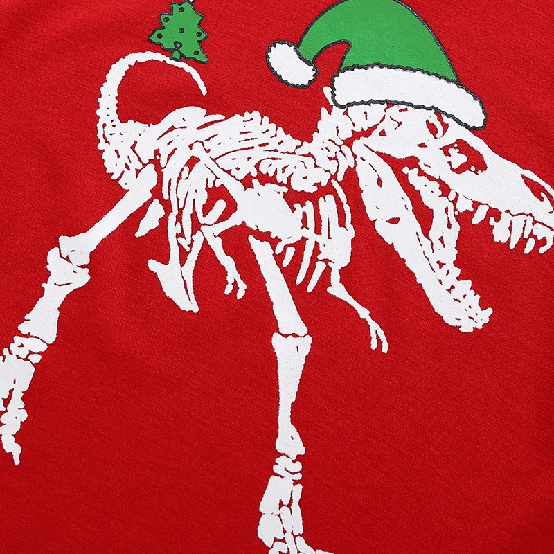 Рождественский комплект из 2 предметов в европейском и американском стиле; повседневная детская одежда с круглым вырезом; костюм с динозавром для девочек; ZK042