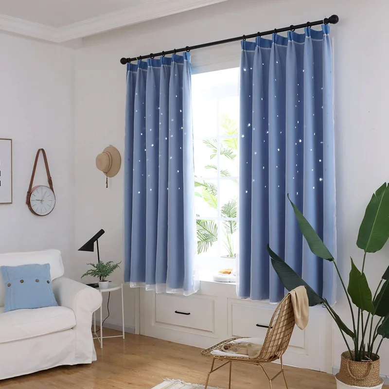 100*200cm Home Hollow Curtains Double Layers Blackout Hooking High Shading Stars Patterns For Sleeping Room | Дом и сад