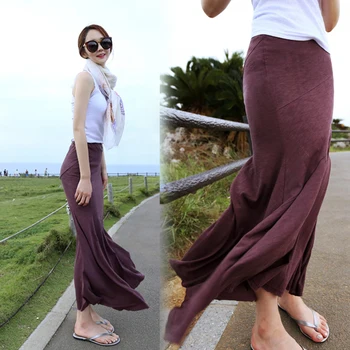

2020 spring new Korean version high waist slim casual cotton long A-shaped fishtail skirt with hip skirt trend
