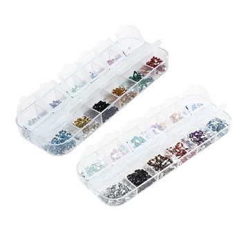 

3000Pcs 1.5mm Round Rhinestone 12 Colors Hard Case Nail Art Tips Acrylic UV Gel with 1200 Stone Rhinestone 12 Colors