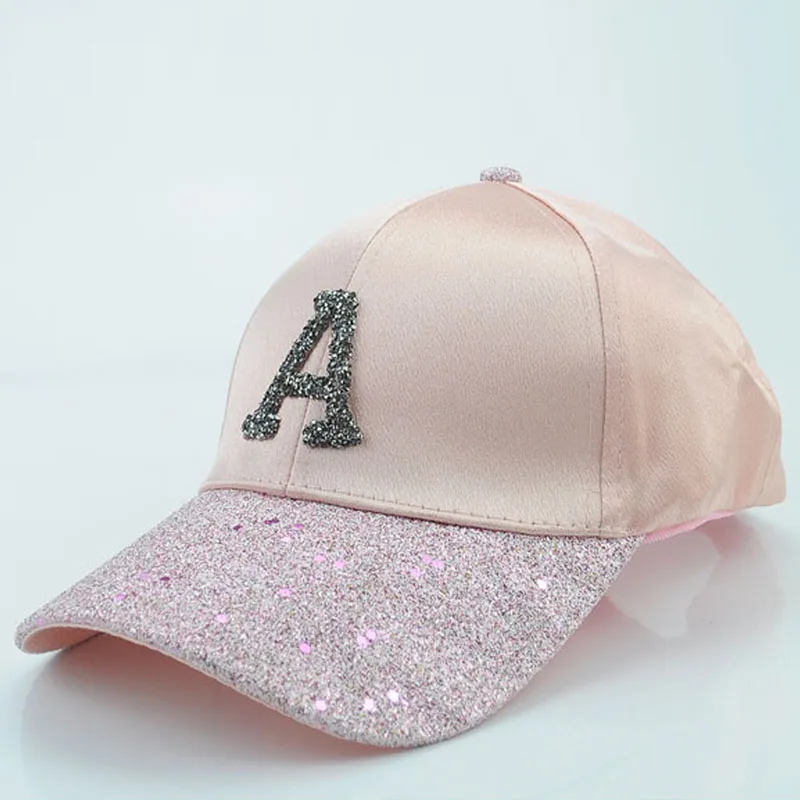 Women's Rhinestone Sequin Letter Baseball Cap Summer Adjustable Sun Hat
