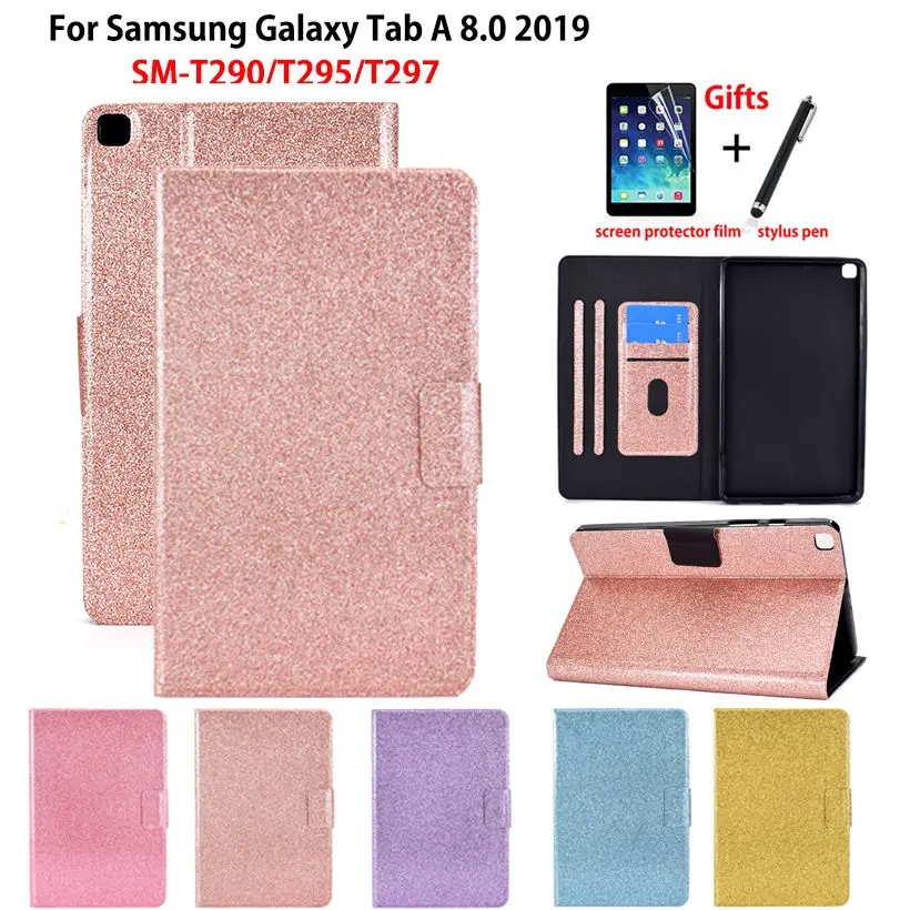 

Glitter Case For Samsung galaxy tab A 8.0 2019 Cover SM-T290 SM-T295 T290 T295 T297 Funda Tablet Protective Stand Capa +Gift