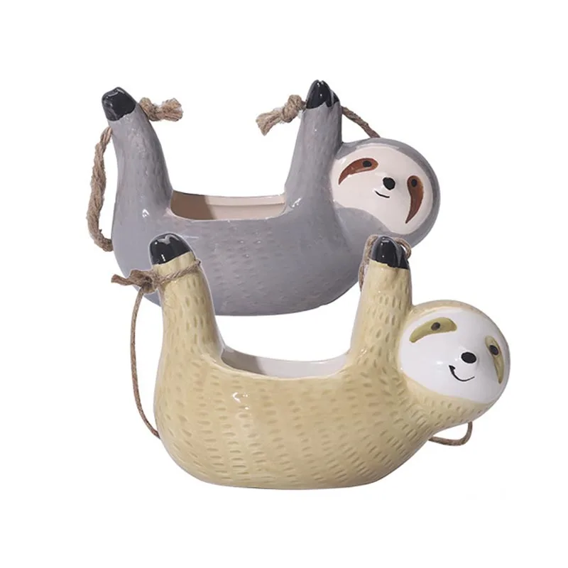 

2 цвета керамические цветочные горшки в форме Ленивца коридор висячий горшок для растений суккуленты растения цветок ваза для украшения интерьера декор для сада