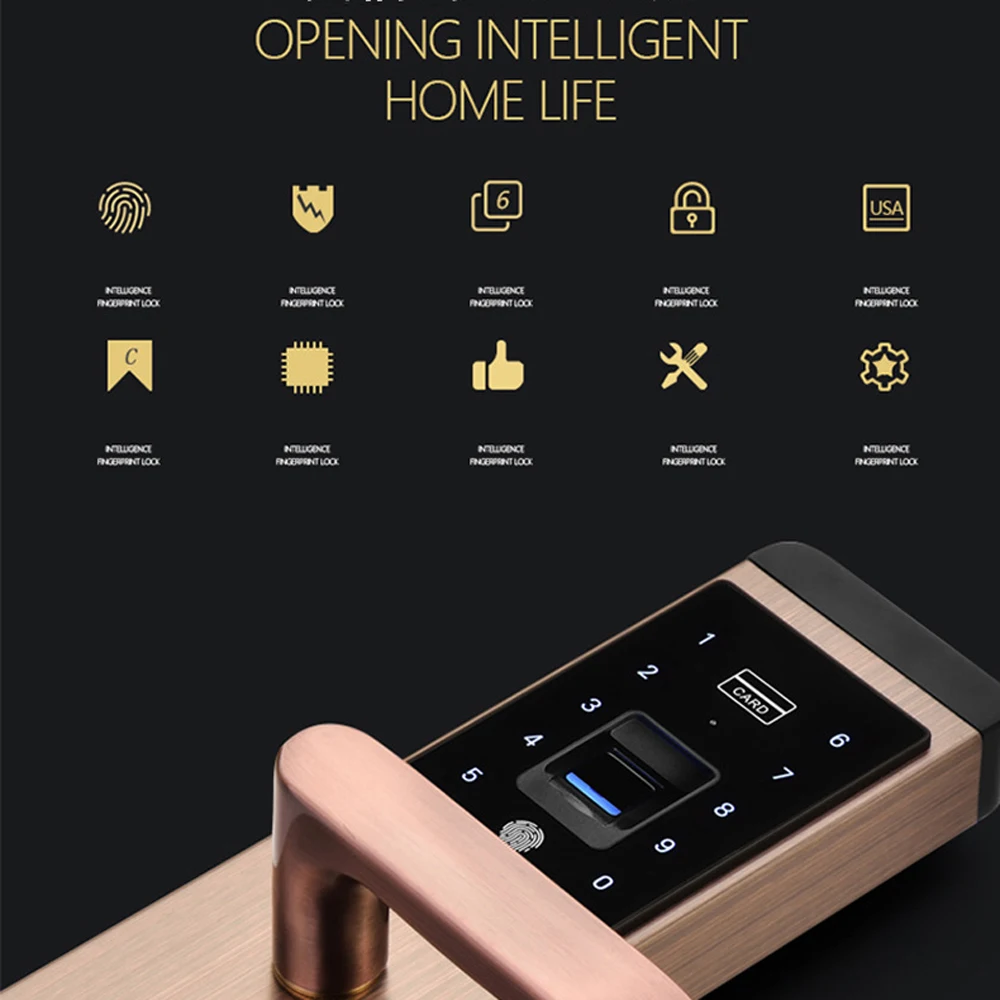 

Hot Security Door Lock Intelligent Door Lock Waterproof Touched Screen Anti-theft 100 Groups Fingerprint Password Door Lock