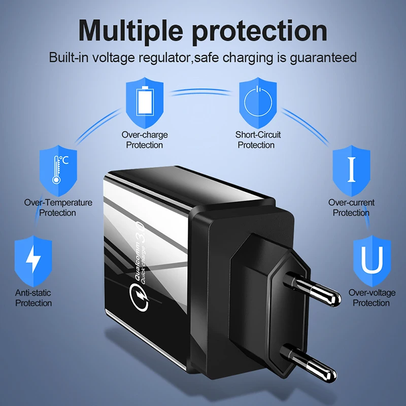 USB зарядное устройство для телефона Qualcomm Quick Charge 3,0 18 Вт Быстрое USB зарядное устройство для путешествий настенное зарядное устройство адаптер для IPhone для samsung для Xiaomi