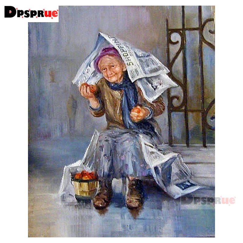 Dpsprue Full Square/Round Diamond Painting Cross Stitch 3D Embroidery Newspaper grandma DIY 5D Moasic Home Decor Gift | Дом и сад