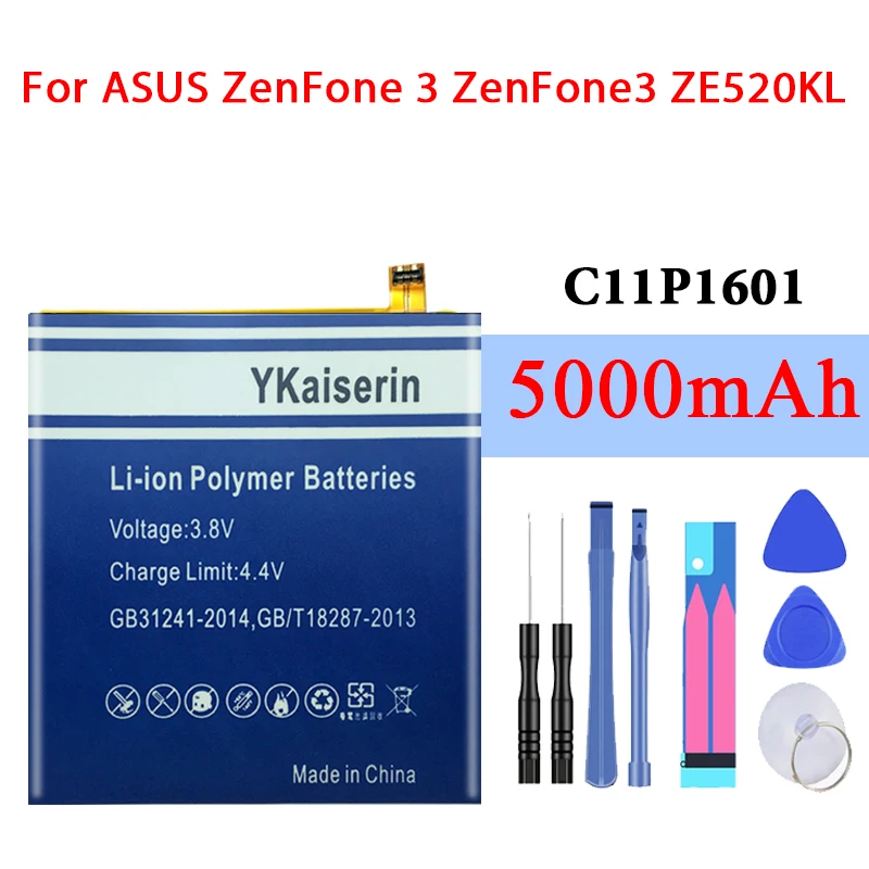 Ykaiserin Li-ion Polymer Battery C11P1601 For ASUS ZenFone 3 ZenFone3 ZE520KL Replacement Batteries 5000mAh | Компьютеры и офис
