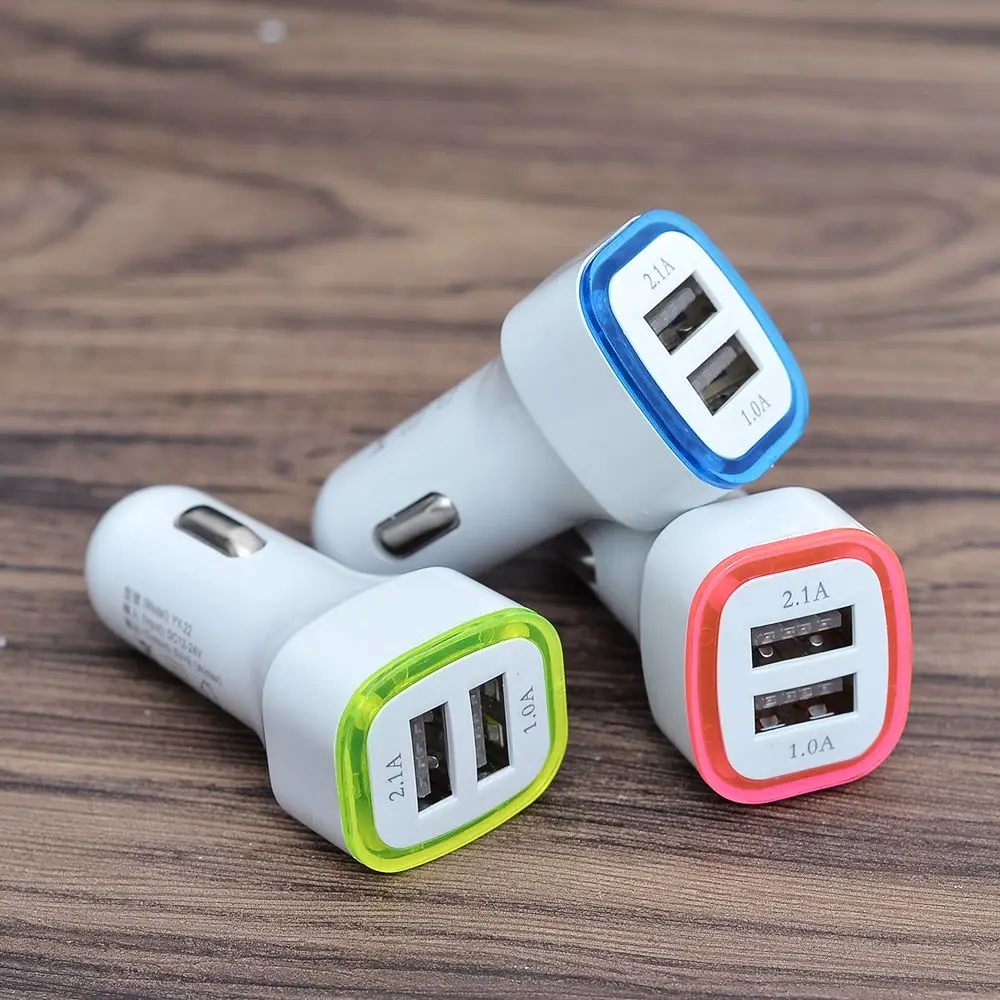 

Dual USB Car Charger Adapter 2.1A Auto Vehicle Metal Charger For Smart Phone Tablet Adapter Socket Car Charger