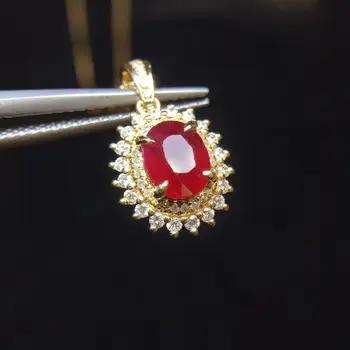 

Fine Jewelry Real 18K Gold AU750 G18K Natural 100% Ruby Pendant 1.11ct Gold Diamond Pendant Gemstone Necklaces for Women