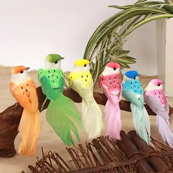 

12 Pcs/set Artificial Feather Bird Home Decoration Gardening Simulation Artificial Parrot Layout Props Fake Bird Ornament