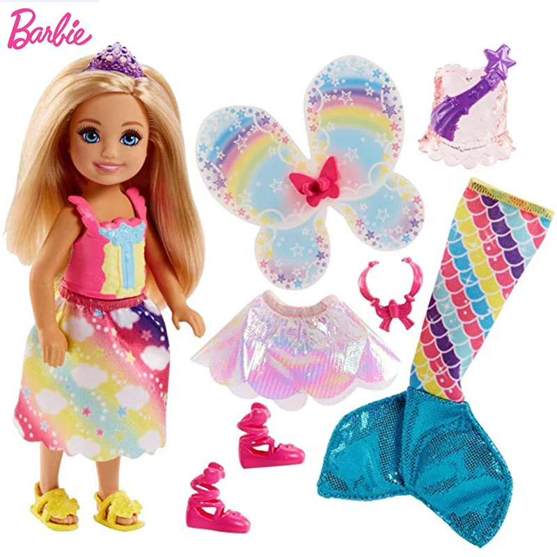 Online Muñeca Barbie Chelsea Original dreamtopia Boneca princesa sirena muñeca con luces de arco iris niñas juguetes para regalo de cumpleaños de niños