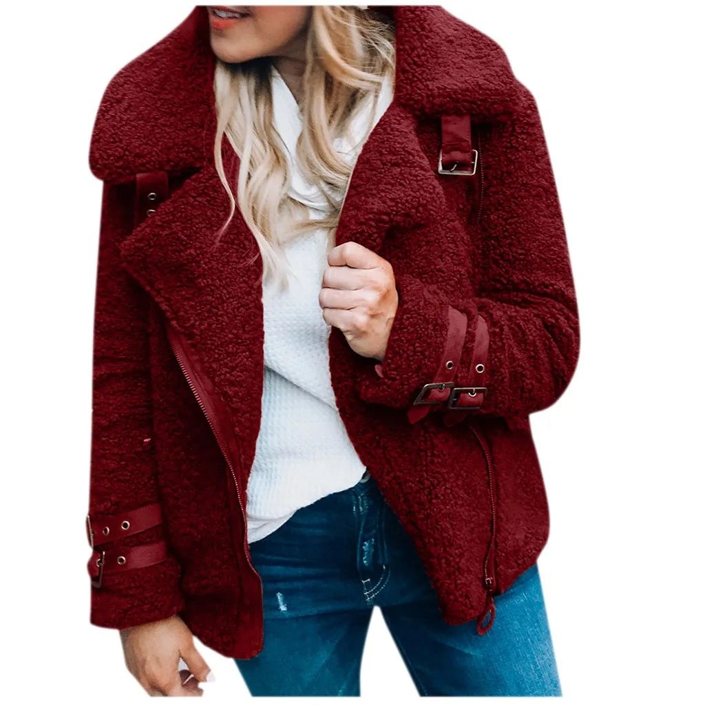 Jaycosin Fashion Women Casual Fleece Winter Warm Jacket Coat Stylish Long Sleeve Comfortable Soft Short Overcoat Outercoat 26#4