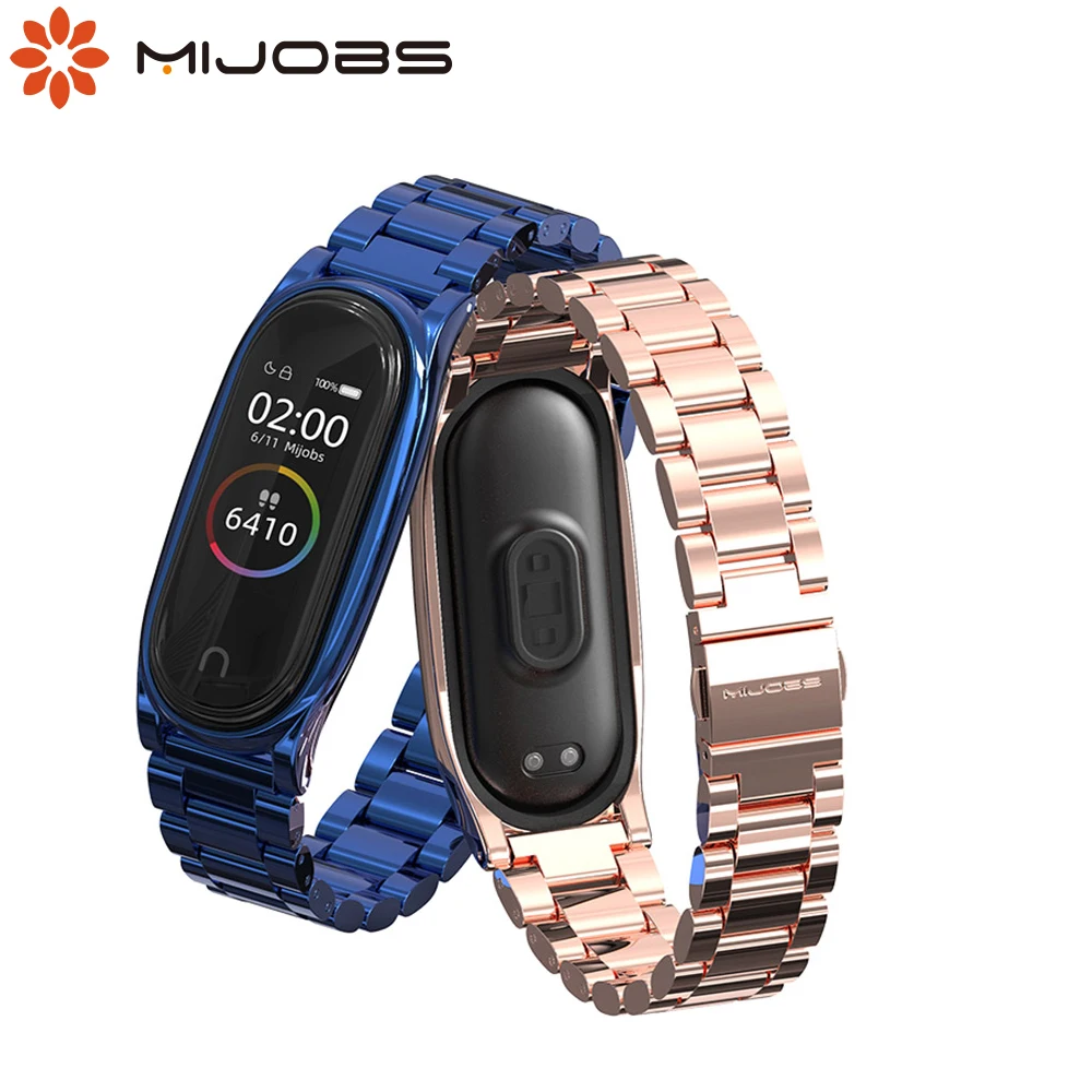 Металлический браслет Mijobs для Xiaomi Mi Band 4 ремешок смарт часов 3 из нержавеющей